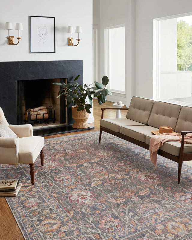 Chris Loves Julia x Loloi Rosemarie ROE-01 Stone / Multi Rug - room scene 1