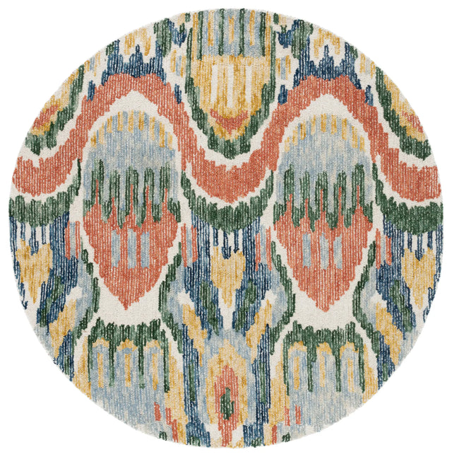 Safavieh Ikat 6'-0" x 6'-0" Rug in Green / Rust