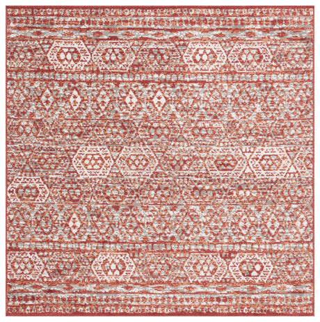 Safavieh Pyramid 6'-7" x 6'-7" Rug in Rust / Ivory Grey