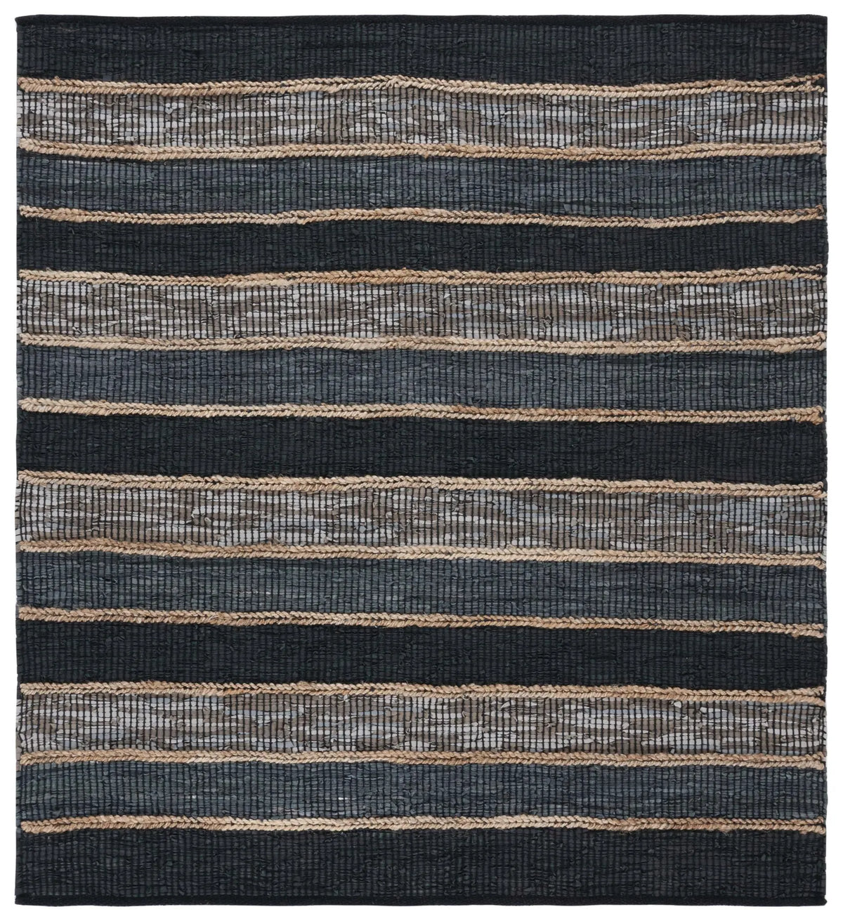 Safavieh Vintage Leather 6'-0" x 6'-0" Rug in Black / Natural