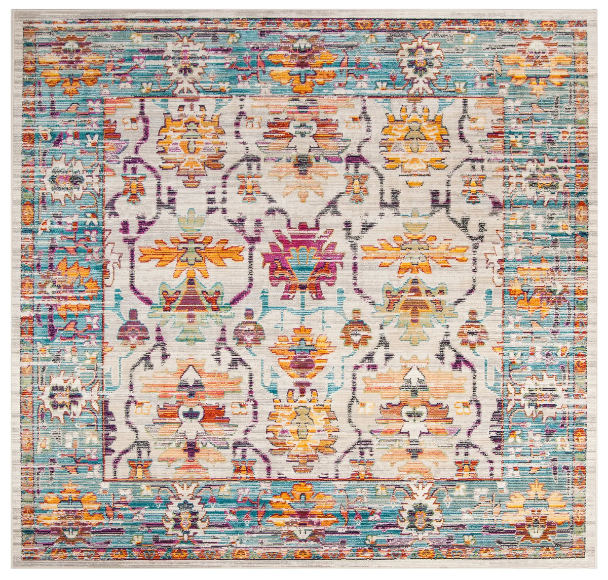 Safavieh Crystal 7'-0" x 7'-0" Rug in Cream / Teal