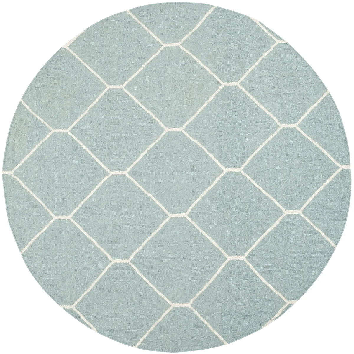 Safavieh Dhurries 6'-0" x 6'-0" Rug in Light Blue / Ivory