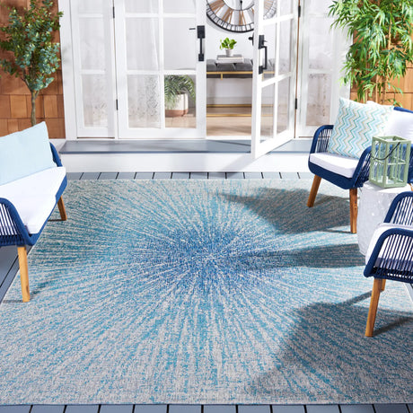 Safavieh Courtyard 8'-0" x 11'-0" Rug in Grey / Navy