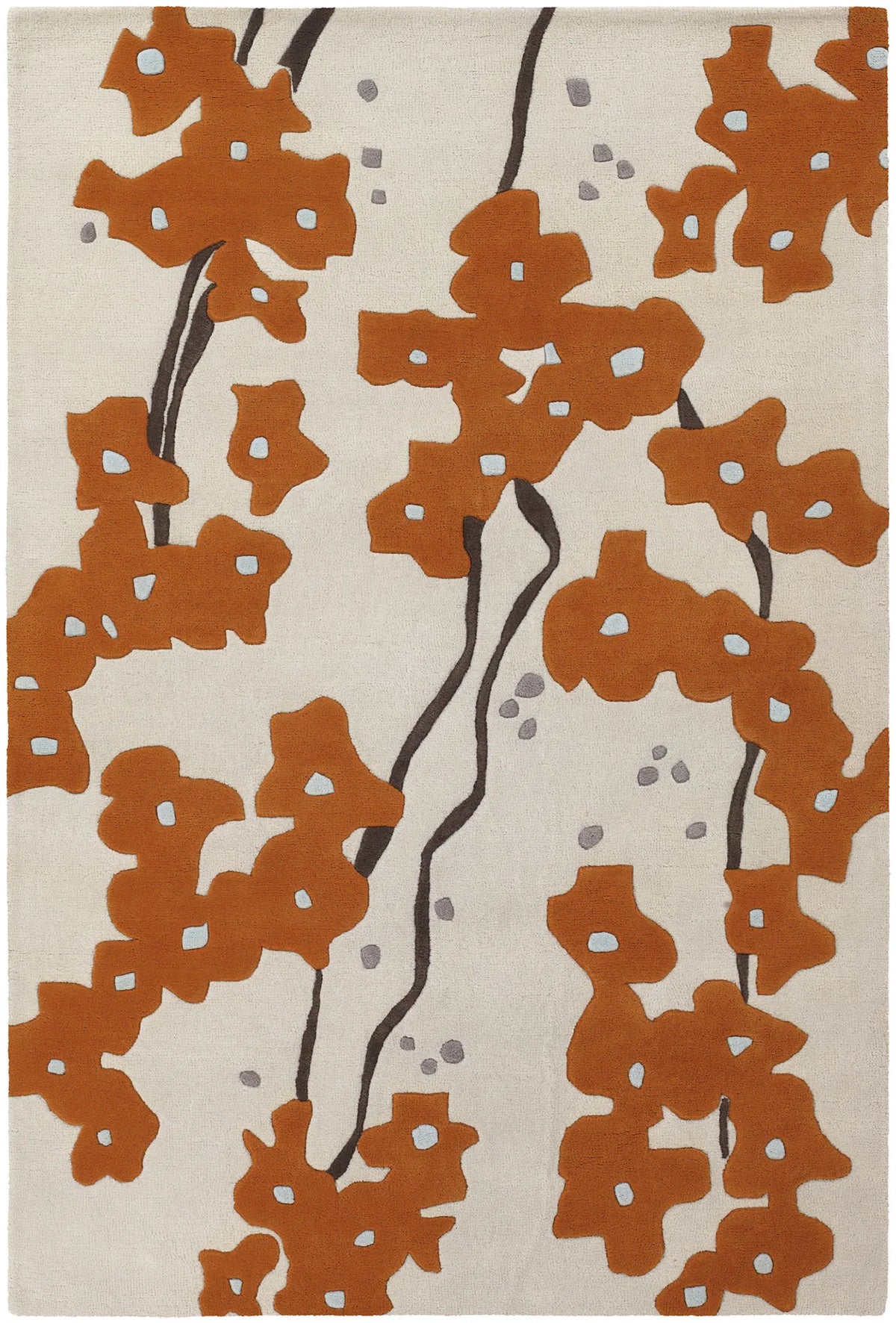 Chandra Inhabit INH-21623 White / Brown / Orange rug, flat view