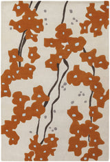 Chandra Inhabit INH-21623 White / Brown / Orange rug, flat view