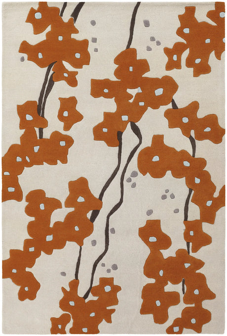 Chandra Inhabit INH-21623 White / Brown / Orange rug, flat view