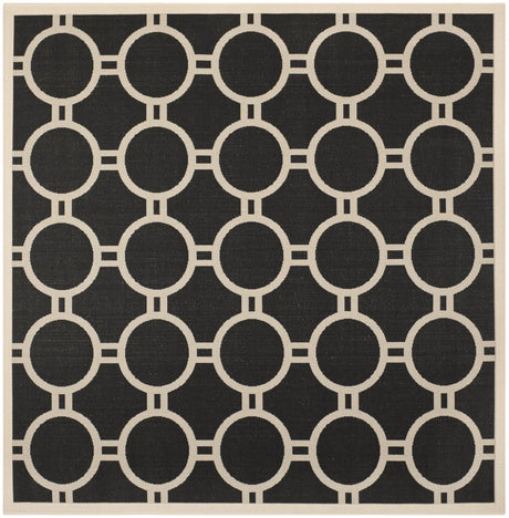 Safavieh Courtyard 7'-10" x 7'-10" Rug in Black / Beige