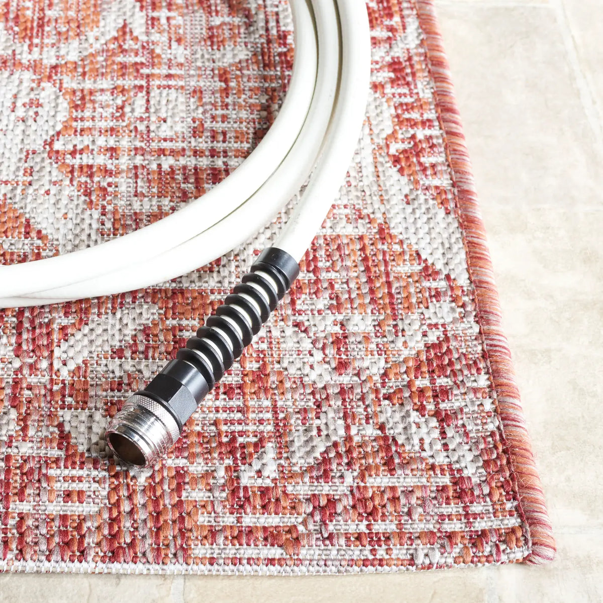 Safavieh Courtyard 6'-7" x 9'-6" Rug in Rust / Grey