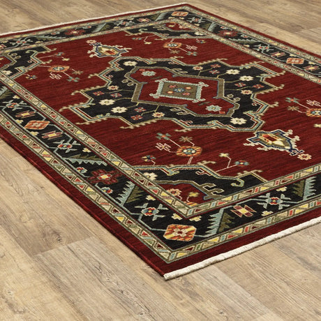 Oriental Weavers Sphinx Lilihan 092R6 Red/ Black Rugs - angle detail