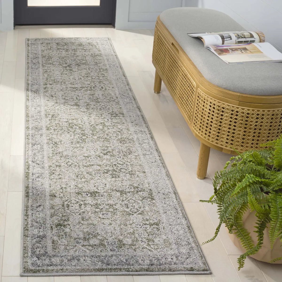 Safavieh Vintage Tabriz 2'-0" x 8'-0" Rug in Green / Grey