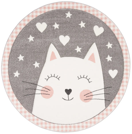 Safavieh Carousel Kids 100 5'-3" x 5'-3" Rug in Pink / Grey