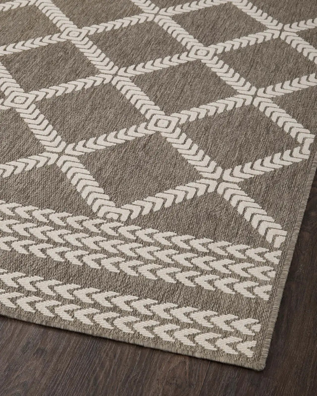 Loloi Rainier Rai-05 Natural/Ivory Rug - angled corner on wood