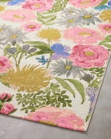 Loloi Botanical Bot-01 Ivory/Multi Rug - angled corner on wood