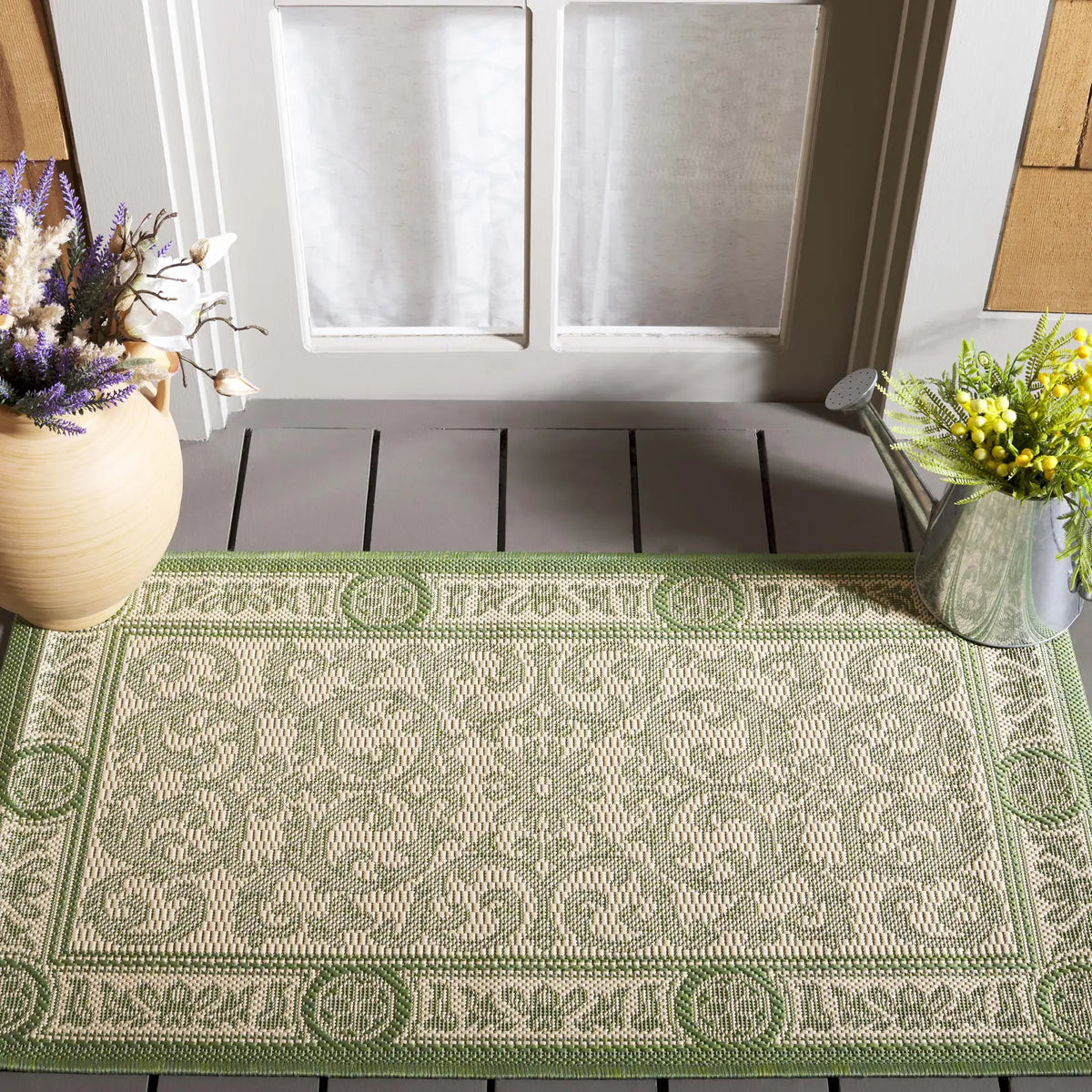 Safavieh Courtyard 2'-0" x 3'-7" Rug in Natural / Olive