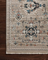 Loloi Leigh Lei-02 Dove/Multi Rugs - corner on wood