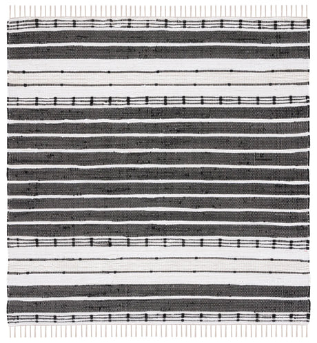 Safavieh Striped Kilim 6'-0" x 6'-0" Rug in Black / Ivory