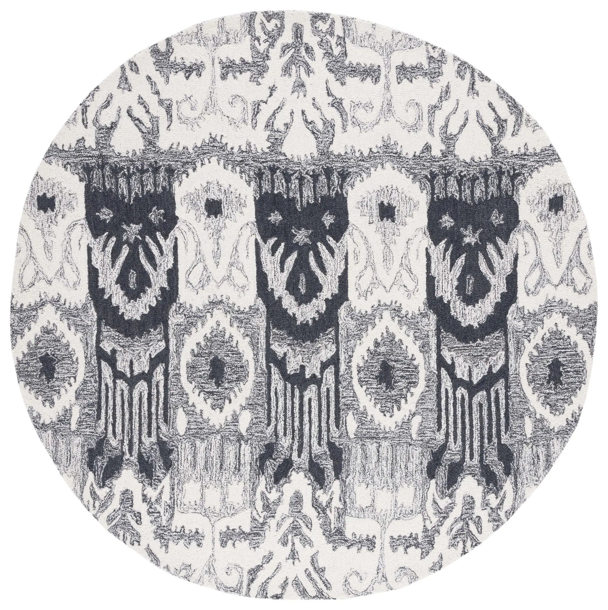 Safavieh Ikat 6'-0" x 6'-0" Rug in Ivory / Black