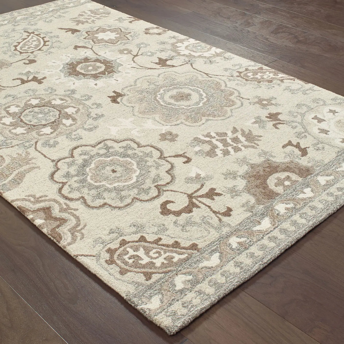 Oriental Weavers Sphinx Craft 93005 Ivory / Grey Rugs - angle detail