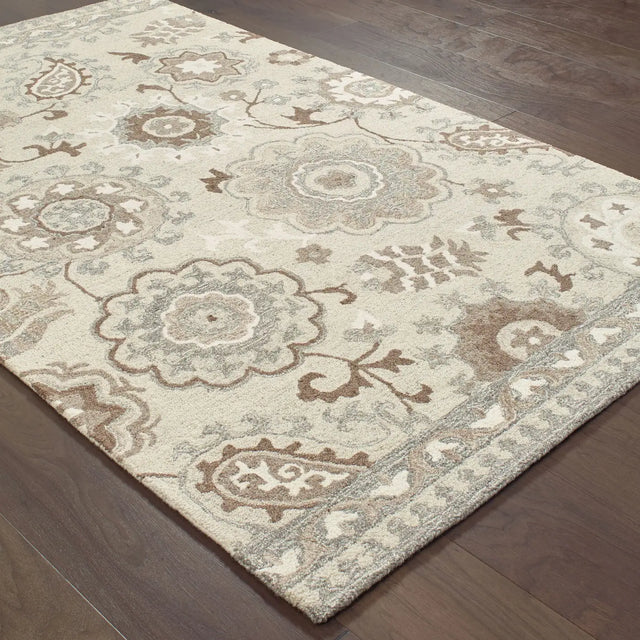 Oriental Weavers Sphinx Craft 93005 Ivory / Grey Rugs - angle detail