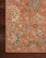 Loloi Padma Pma-05 Terracotta/Multi Rug - corner on wood