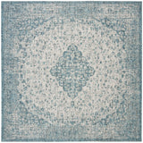 Safavieh Courtyard 6'-7" x 6'-7" Rug in Teal / Cream