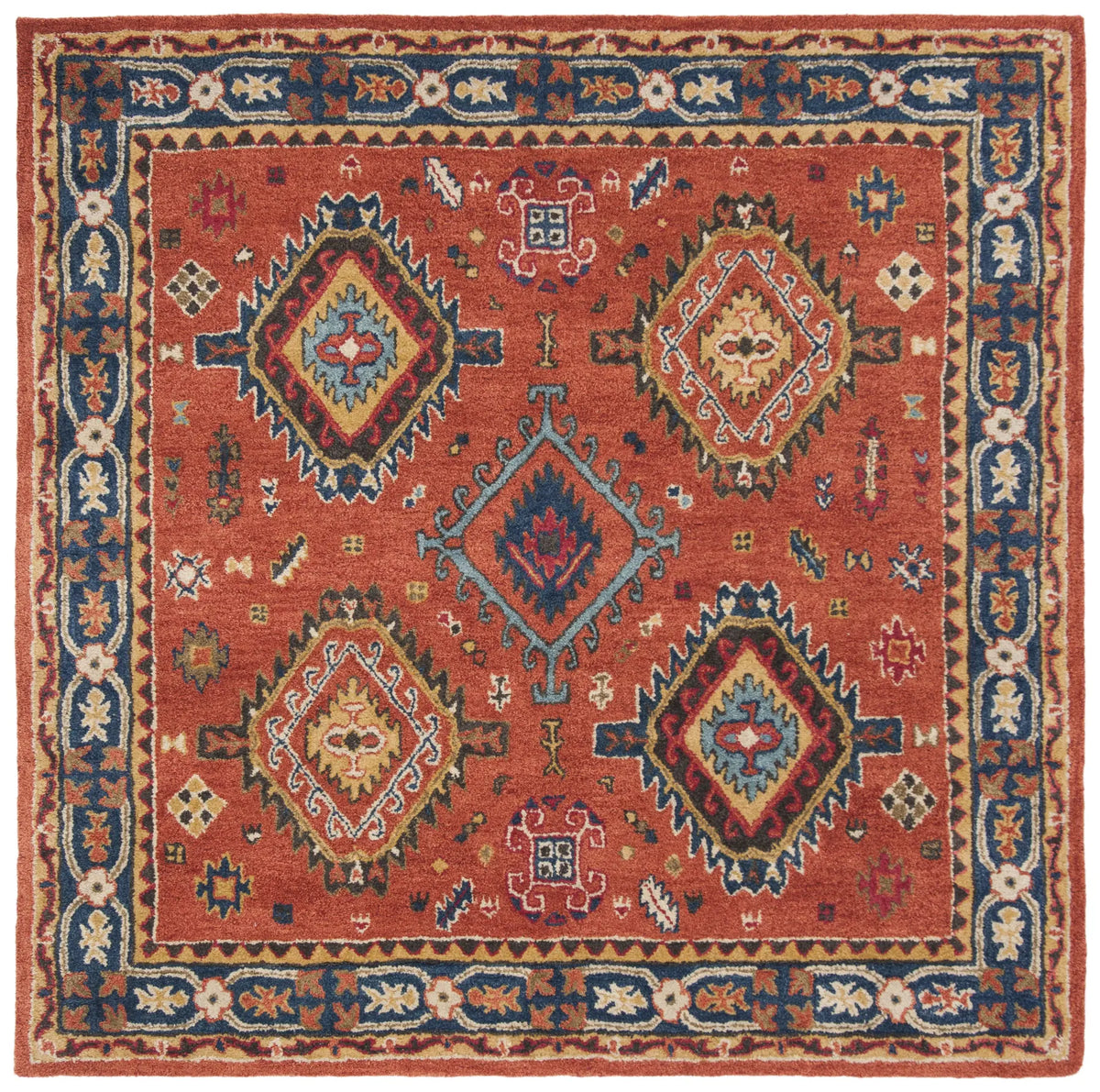 Safavieh Heritage 5'-0" x 5'-0" Rug in Rust / Navy