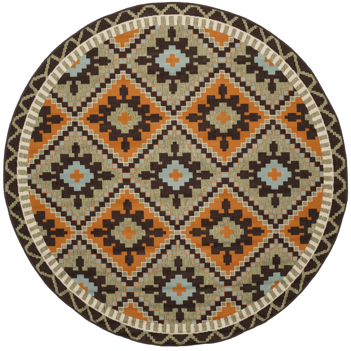 Safavieh Veranda 5'-3" x 5'-3" Rug in Green / Terracotta