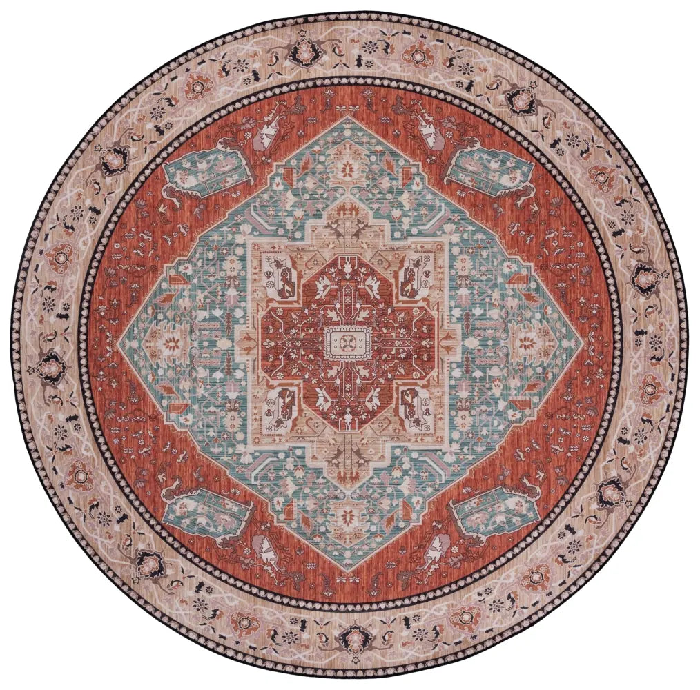Safavieh Tucson 6'-0" x 6'-0" Rug in Aqua / Rust