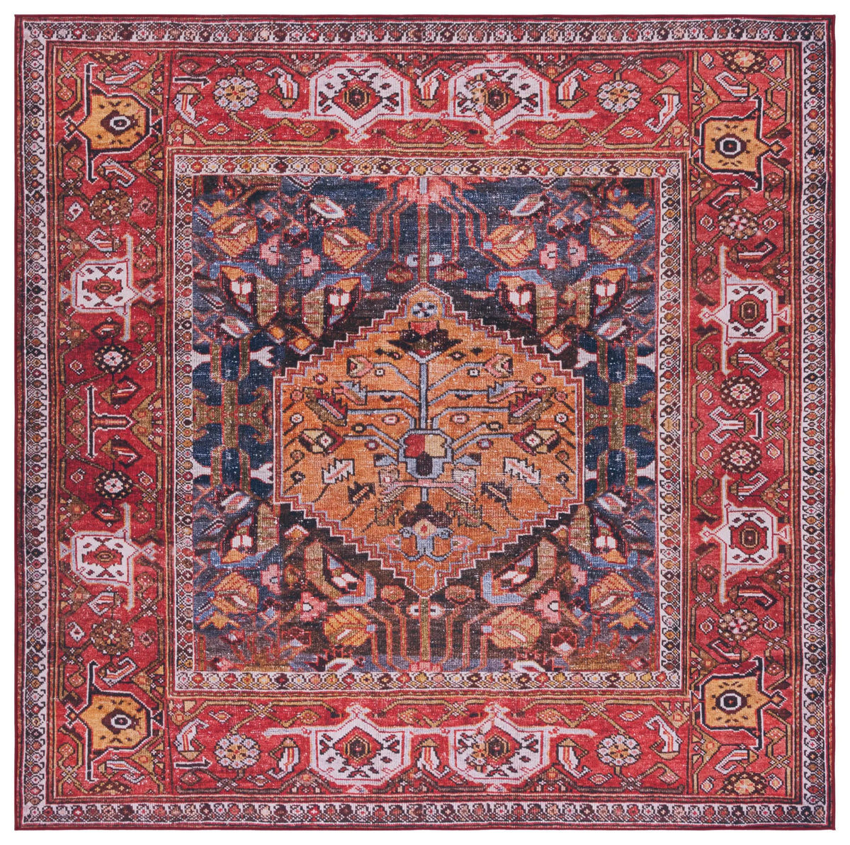 Safavieh Tucson 6'-0" x 6'-0" Rug in Navy / Rust
