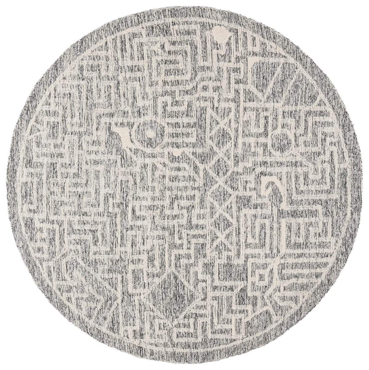 Safavieh Abstract 6'-0" x 6'-0" Rug in Charcoal / Ivory