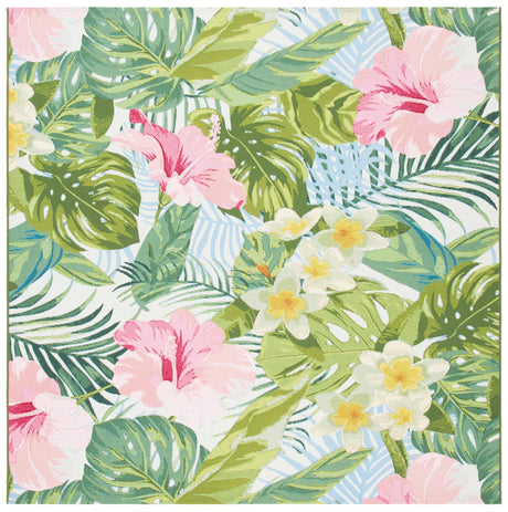 Safavieh Barbados 500 6'-6" x 6'-6" Rug in Green / Pink