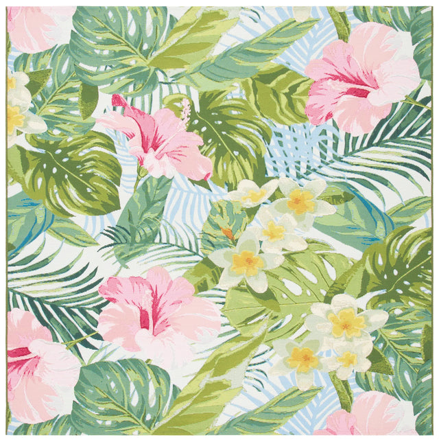 Safavieh Barbados 500 6'-6" x 6'-6" Rug in Green / Pink