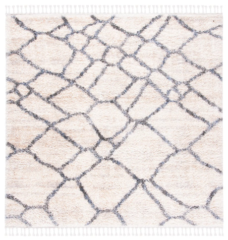 Safavieh Berber Fringe Shag 6'-7" x 6'-7" Rug in Cream / Grey