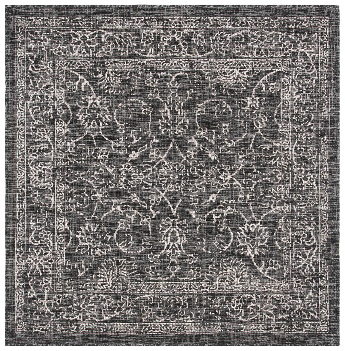 Safavieh Courtyard 5'-3" x 5'-3" Rug in Black / Ivory