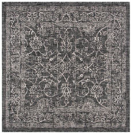 Safavieh Courtyard 5'-3" x 5'-3" Rug in Black / Ivory