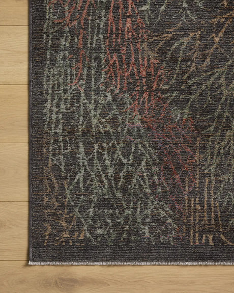 Loloi Winchester WNC-10 Traditional Power Loomed Ink, Multi Rug - corner on wood