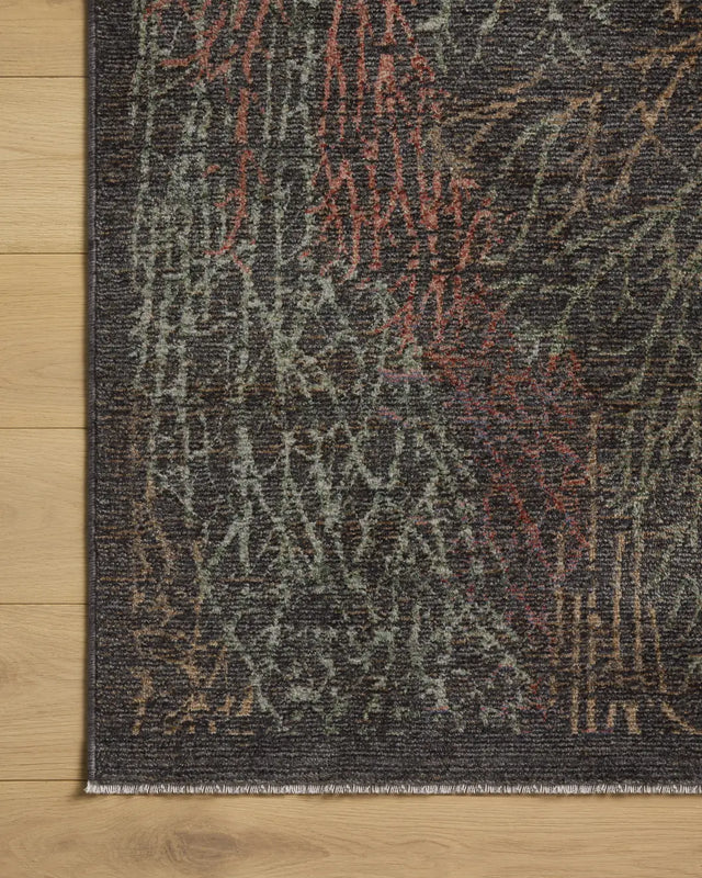 Loloi Winchester WNC-10 Traditional Power Loomed Ink, Multi Rug - corner on wood