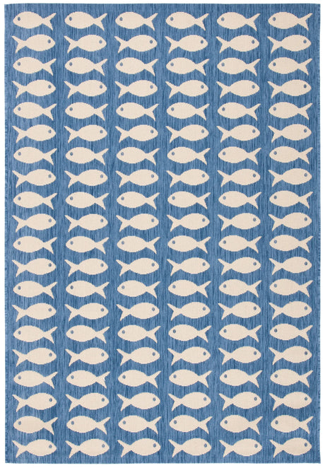 Safavieh Courtyard 4'-0" x 5'-7" Rug in Blue / Beige