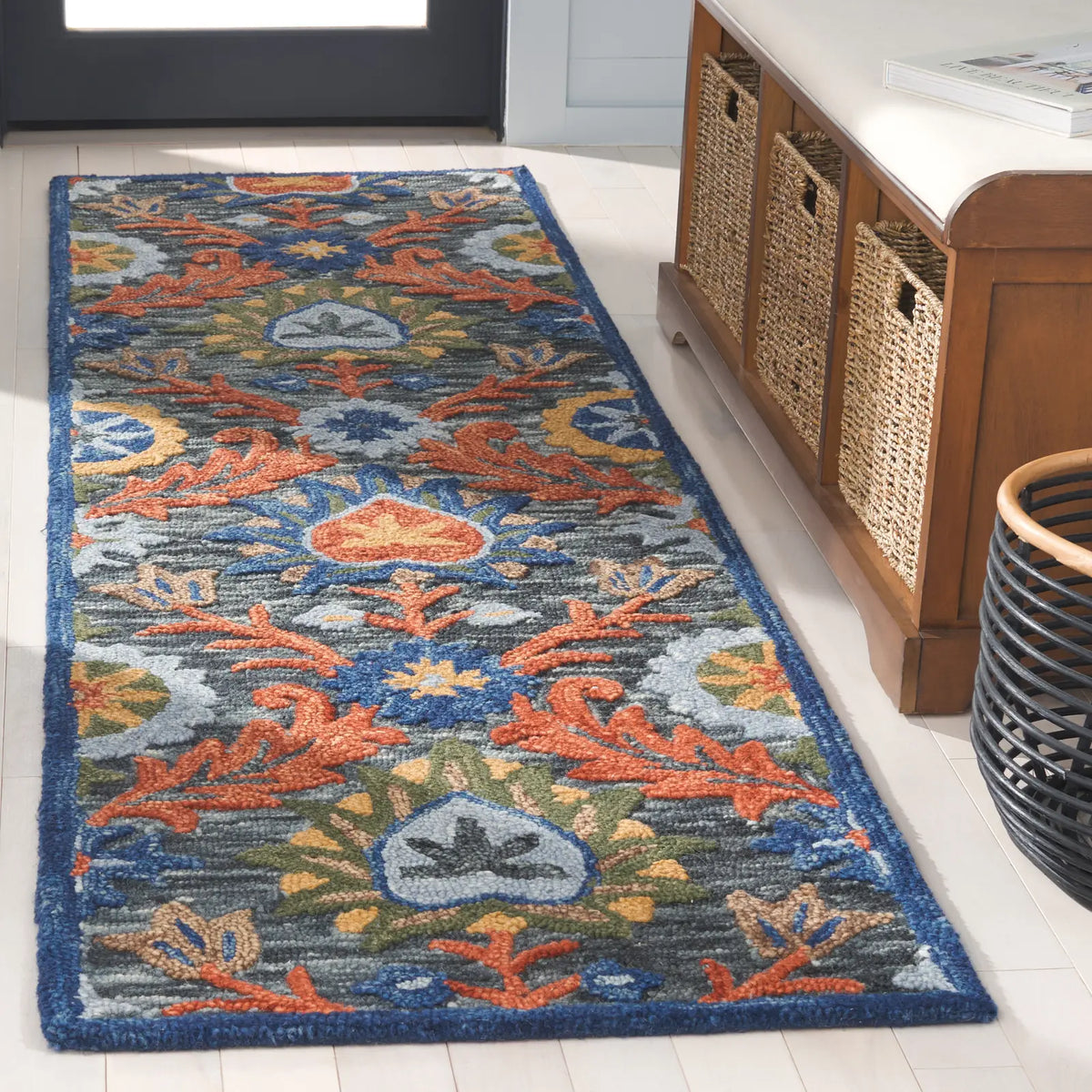 Safavieh Blossom 2'-3" x 8'-0" Rug in Charcoal / Orange