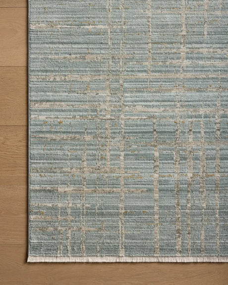 Loloi Wade Wae-03 Spa/Sand Rug - corner on wood