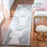 Safavieh Carousel Kids 100 2'-0" x 8'-0" Rug in Grey / Ivory