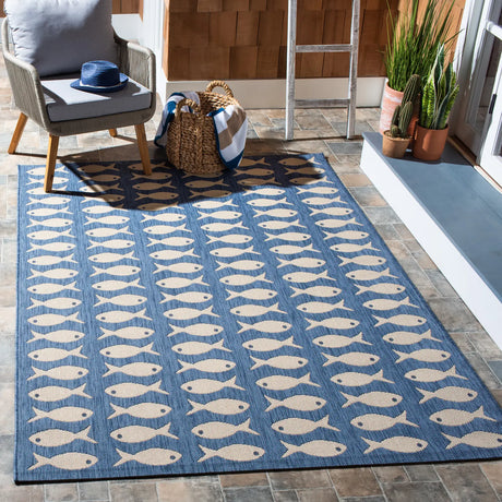 Safavieh Courtyard 4'-0" x 5'-7" Rug in Blue / Beige
