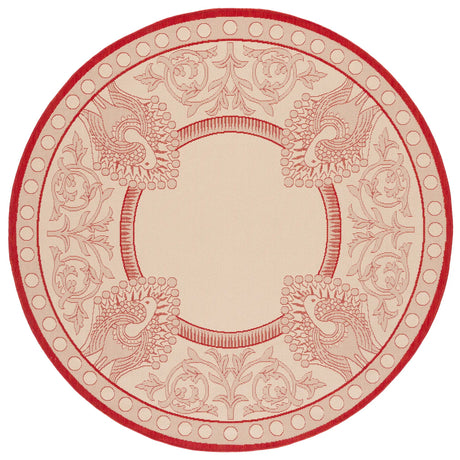 Safavieh Courtyard 6'-7" x 6'-7" Rug in Natural / Red