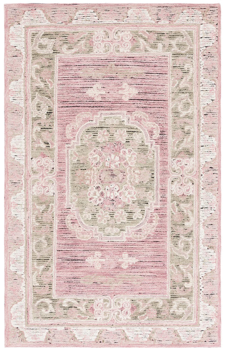 Safavieh Savonnerie 4'-0" x 6'-0" Rug in Olive / Pink