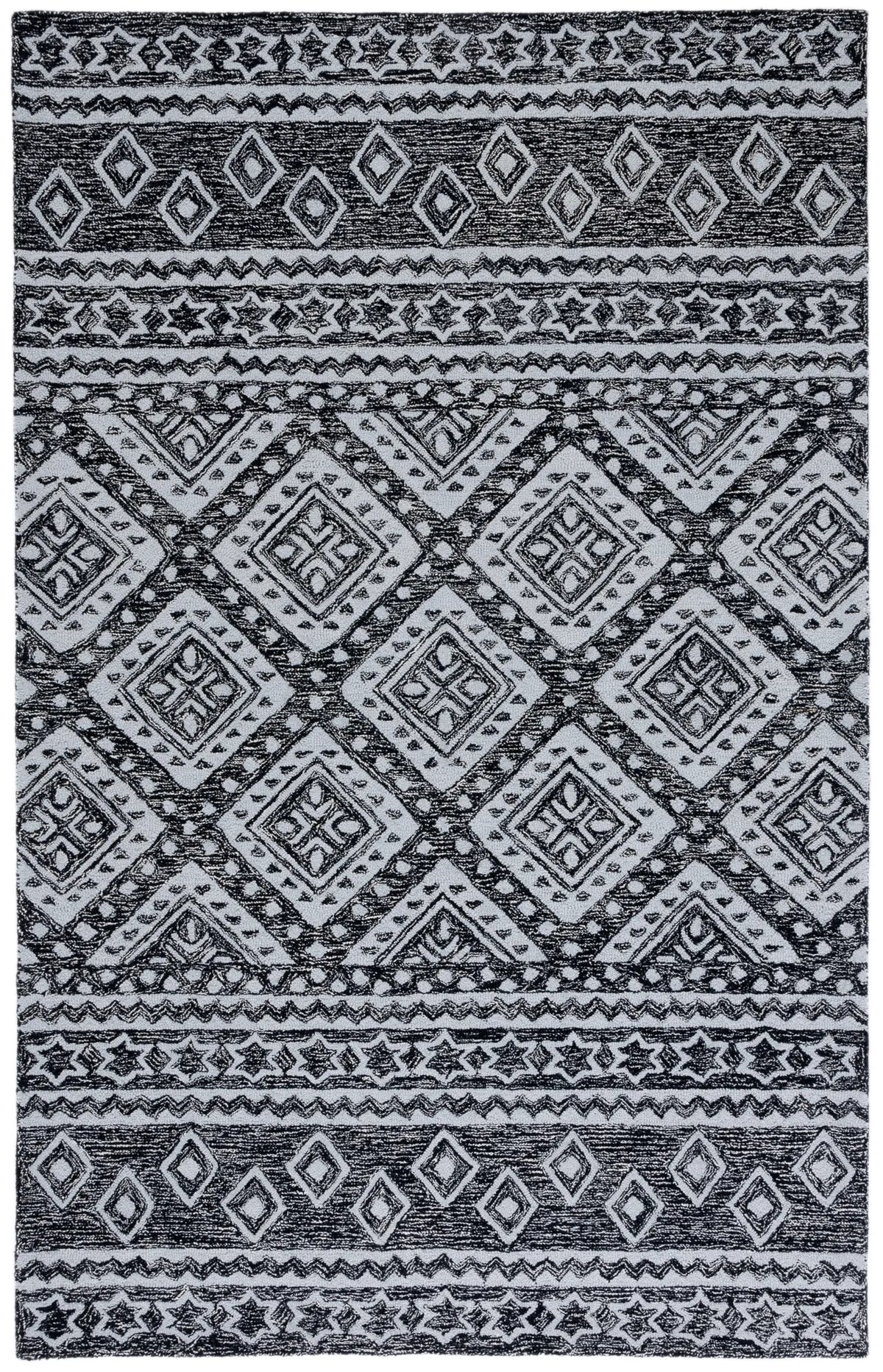 Safavieh Micro-Loop 4'-0" x 6'-0" Rug in Black / Ivory