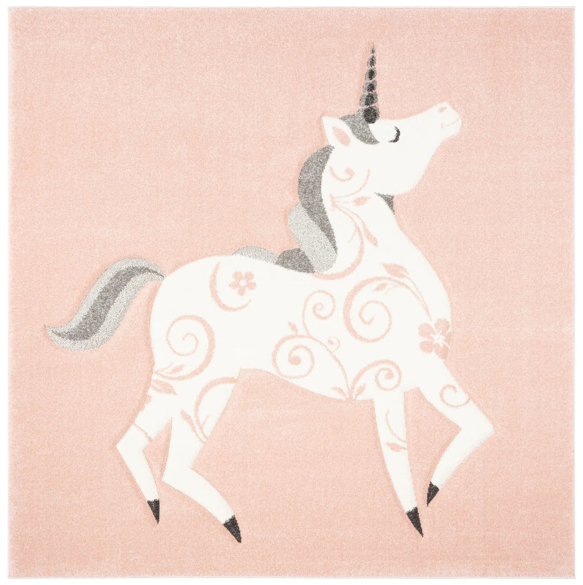 Safavieh Carousel Kids 100 5'-3" x 5'-3" Rug in Pink / Ivory