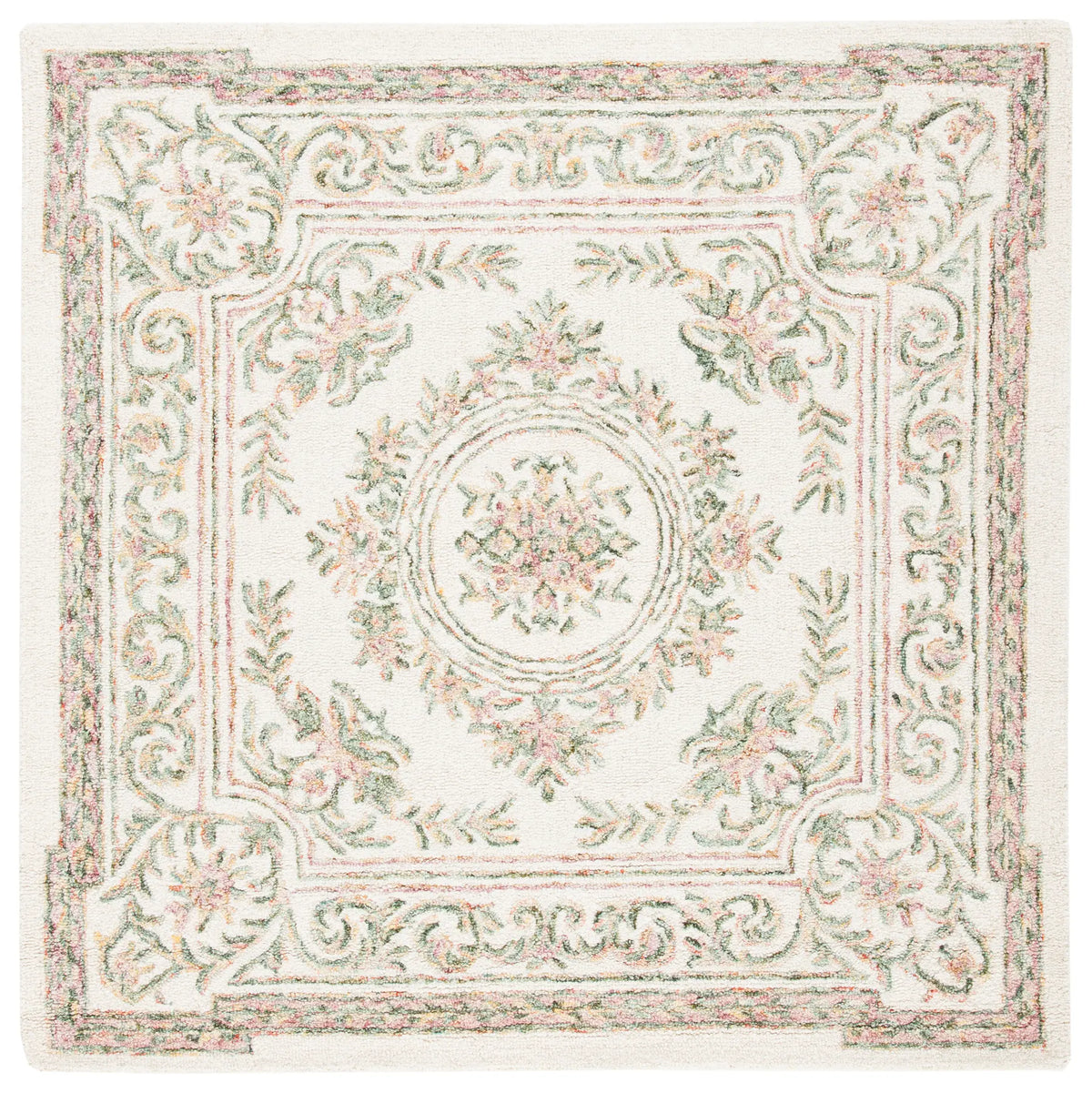 Safavieh Micro-Loop 5'-0" x 5'-0" Rug in Ivory / Fuchsia