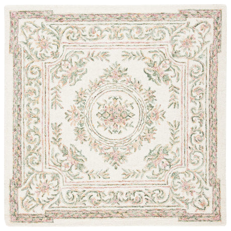 Safavieh Micro-Loop 5'-0" x 5'-0" Rug in Ivory / Fuchsia