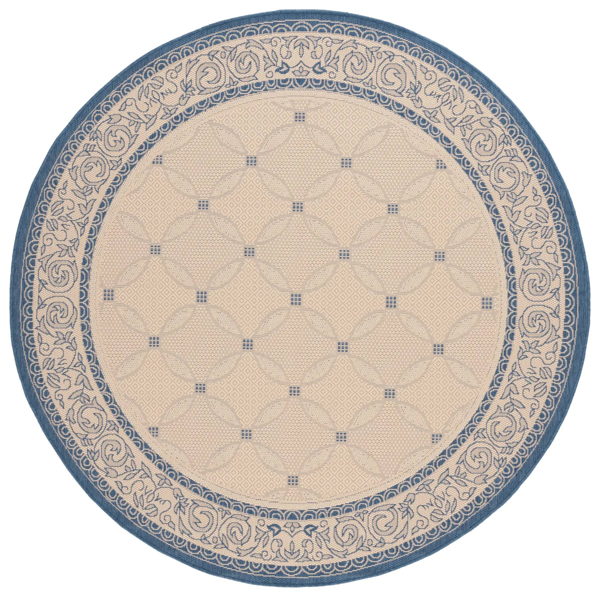 Safavieh Courtyard 6'-7" x 6'-7" Rug in Natural / Blue