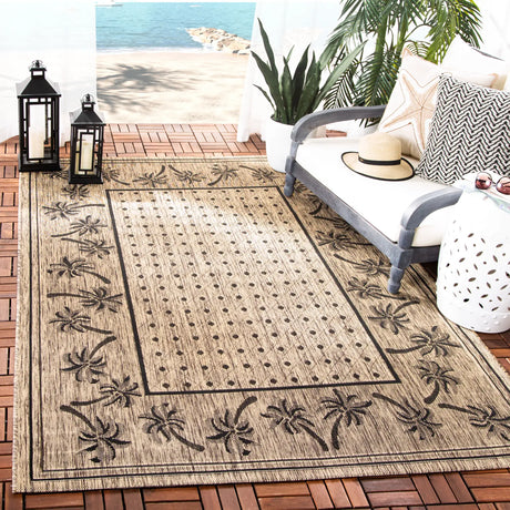Safavieh Courtyard 4'-0" x 5'-7" Rug in Coffee / Black